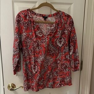 Talbot’s Paisley Coral and Red Women's Top